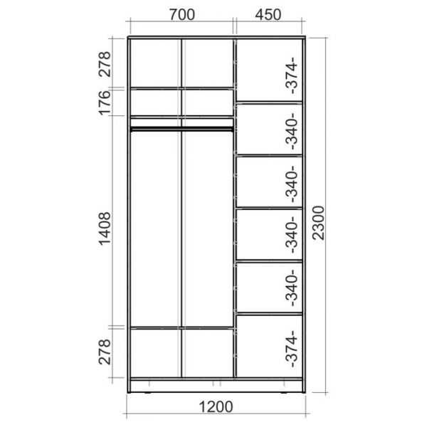 Шкаф-купе Хит-23-12-55, 2300х1200х620 Дуб девонширский