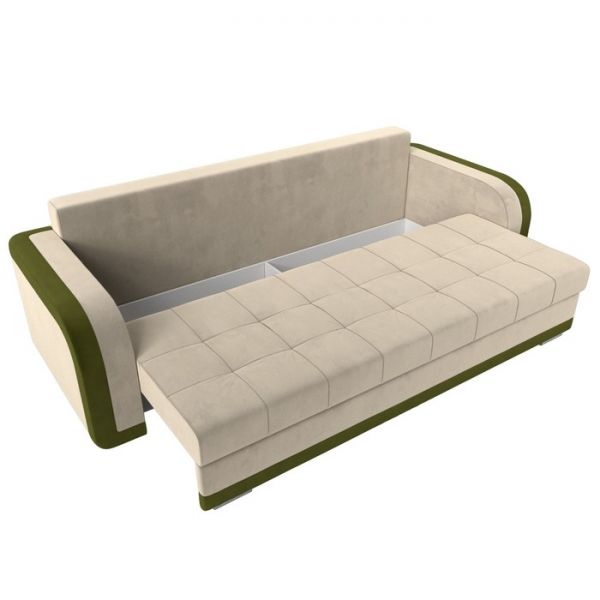 Диван прямой «Марсель», механизм еврокнижка, микровельвет, цвет бежевый / зелёный