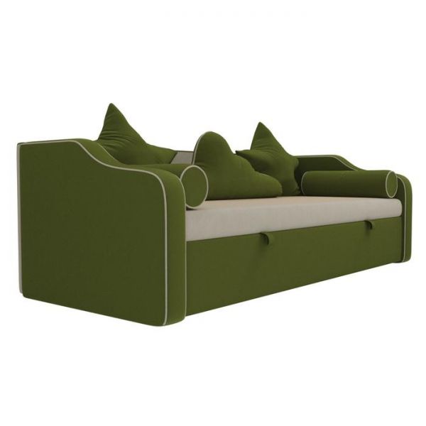 Детский диван-кровать «Рико», микровельвет, цвет бежевый/зелёный