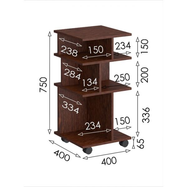 Стеллаж мобильный «Уфимка», 400 ? 400 ? 815 мм, цвет венге