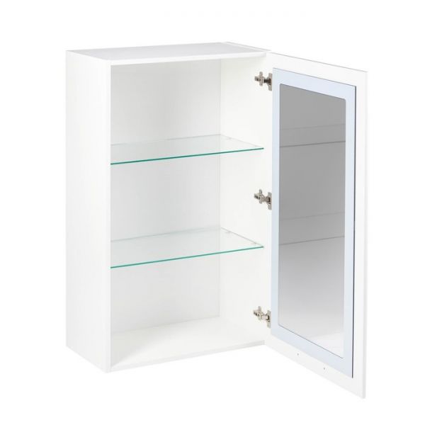 Шкаф навесной Лайт со стеклом, 600х1032х340, МДФ Белый глянец/Белый ЛДСП