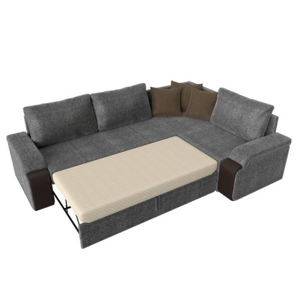 Угловой диван «Николь», механизм дельфин, рогожка, цвет коричневый