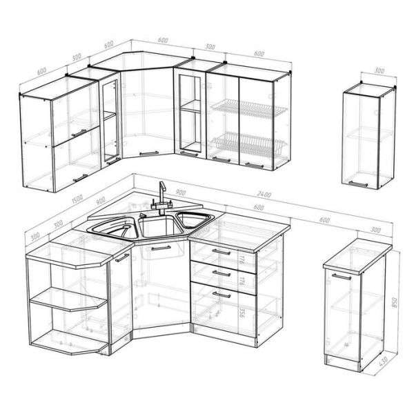 Кухонный гарнитур Лира оптима 1500*1800