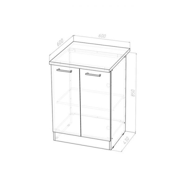 Шкаф напольный Лариса 600х600х850 рабочий 2 дверцы  белый/латте/кантри