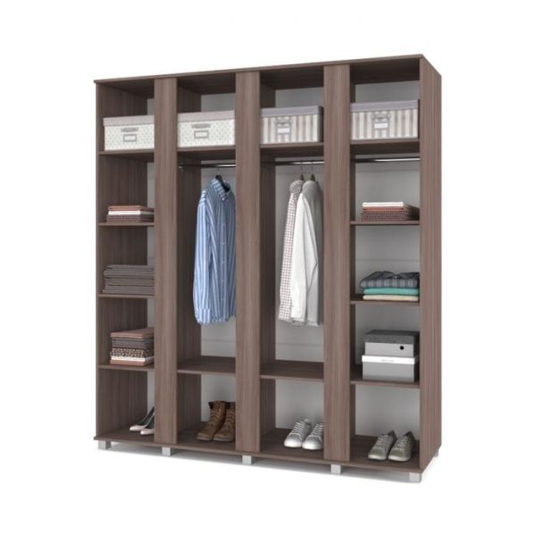 Шкаф Пандора-П43 520х1900х2100 4-х створчатый с зеркалом Шимо темный/светлый