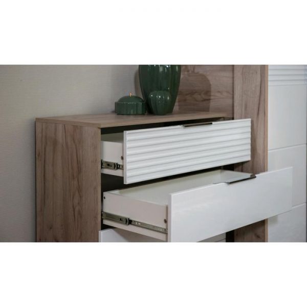 Комод «Джулия», 4 ящика, 800 ? 400 ? 820 мм, цвет крафт серый / белый глянец