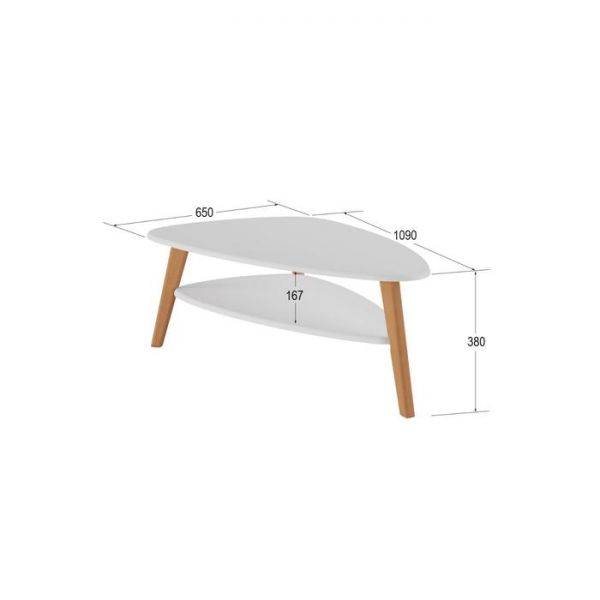 Стол журнальный «Ричмонд», 1090 ? 650 ? 380 мм, цвет белый / дуб светлый
