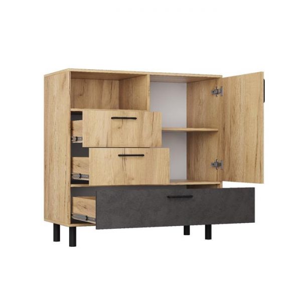 Комод ЛОФТ К-38 1000х450х1020 Малави/Дуб Бунратти