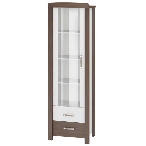 Витрина со стеклянным фасадом, 600 ? 360 ? 1910 мм, цвет карамель / белый