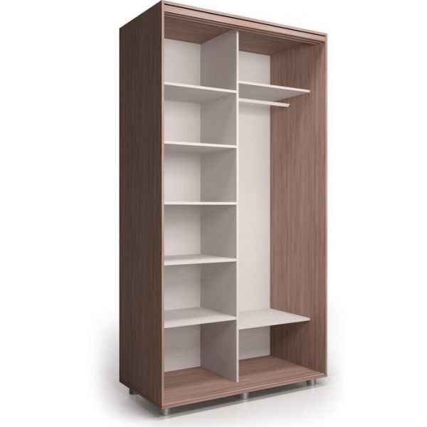 Шкаф-купе Модный Зеркало Ясень шимо тёмный/Белый/Венге тёмный 1600х600х2300