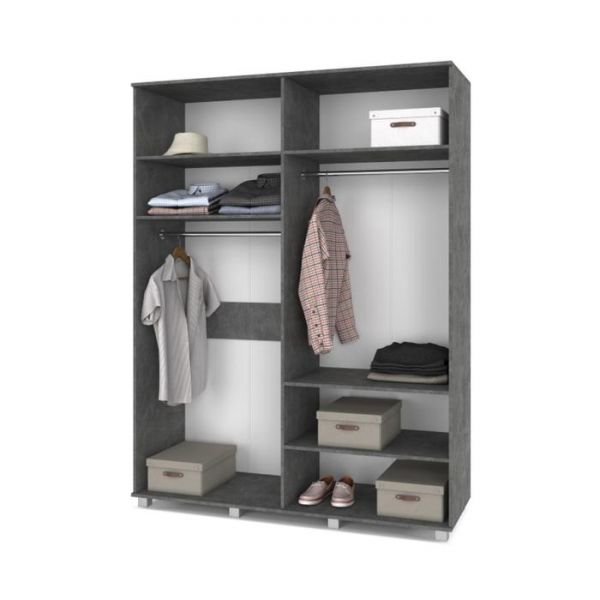 Шкаф Виора В41 520х1600х2100 четырёхстворчатый с зеркалом Камень темный/дуб ирландский