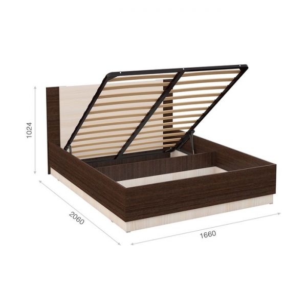 Кровать «Аврора» с ПМ, 160 ? 200 см, цвет венге / дуб молочный