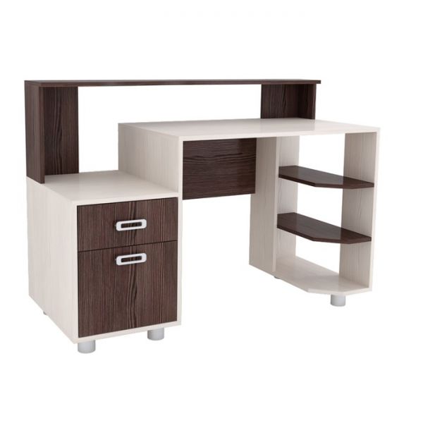 Стол компьютерный Альянс 4, 1280х550х910, Бодега светлый/Темный