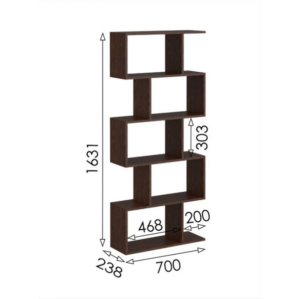 Стеллаж открытый мини «Уфимка 2», 700 ? 238 ? 1631 мм, цвет венге