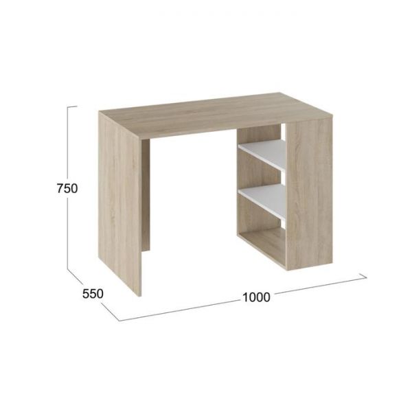 Стол письменный №6 1000х750х550 Дуб Сонома/Белый ясень