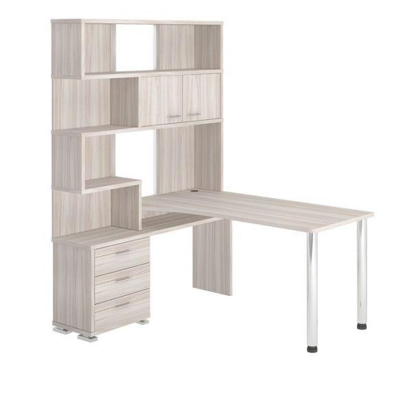 Стол СР-420/150, угол левый, 1500 ? 1300 ? 1990 мм, цвет белый жемчуг