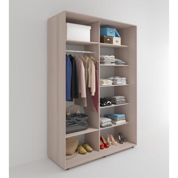 Шкаф-купе «Акцент-Сим ДЗ», 1200 ? 600 ? 2310 мм, ЛДСП, зеркало, цвет ясень шимо светлый