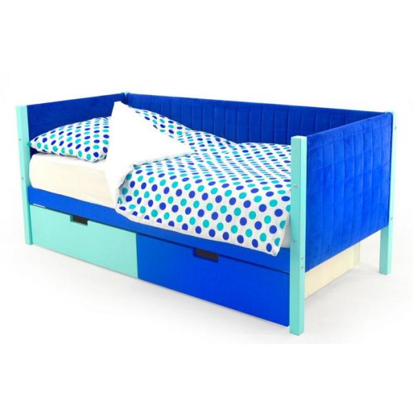 Детская кровать-тахта мягкая Svogen мятно-синий