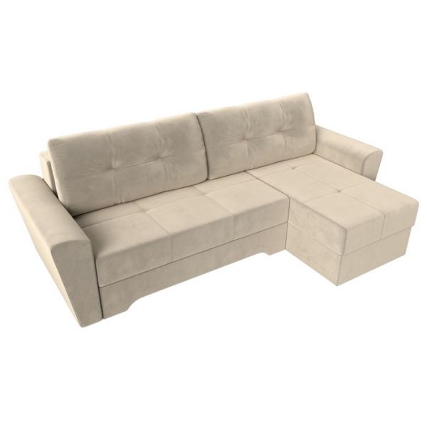 Угловой диван «Амстердам», механизм еврокнижка, микровельвет, цвет бежевый