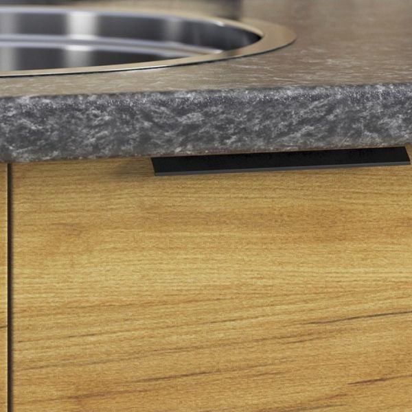 Кухонный гарнитур Стоун 1800х600 белый/камень темно-серый/акация светлая