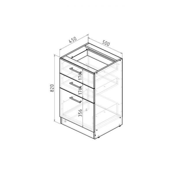 Шкаф напольный Лариса 500х600х850 с 3 выдвижными ящиками  белый/латте/кантри