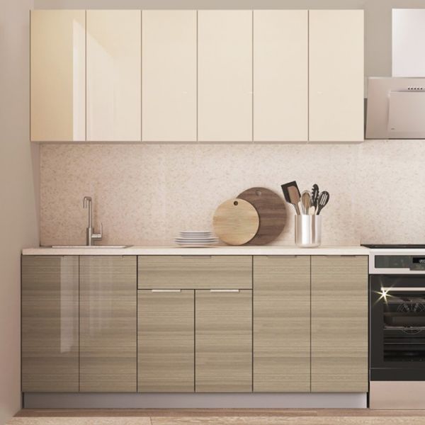 Кухонный гарнитур Бостон 1800х600 белый/крем глянец/дуб скальный глянец