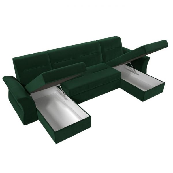 П-образный диван «Клайд», механизм дельфин, велюр, цвет бежевый