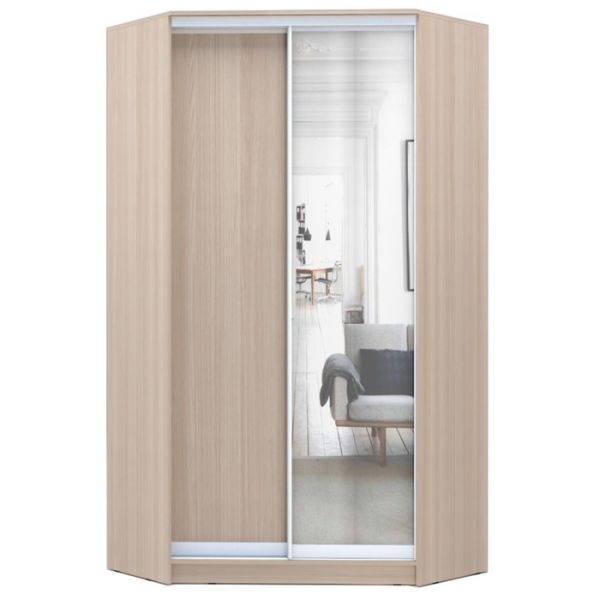 Угловой шкаф-купе Хит-У-23-4-15, 2300х1103х1103 ЛДСП+зеркало Белый