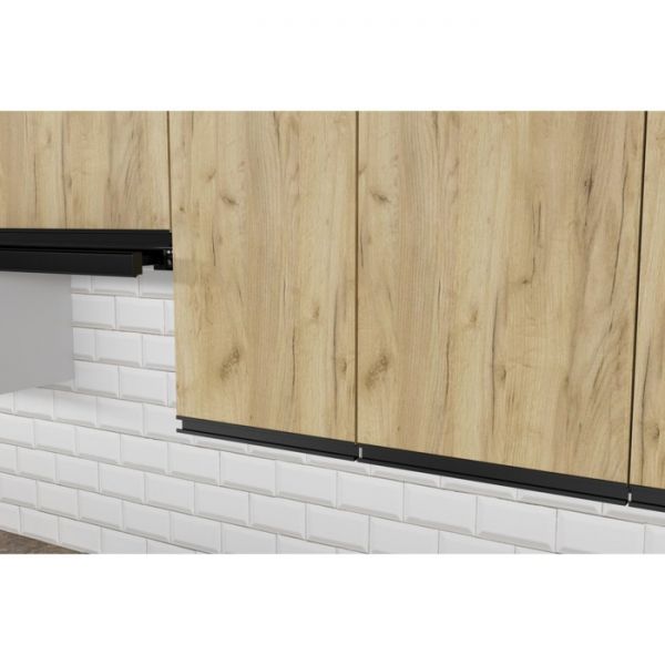 Кухонный гарнитур Янтарь Экстра 3000х600 белый/аламбра темная/дуб золотой