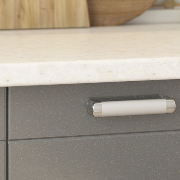 Кухонный гарнитур Виктория 1600х600 белый/белый металлик/графит металлик