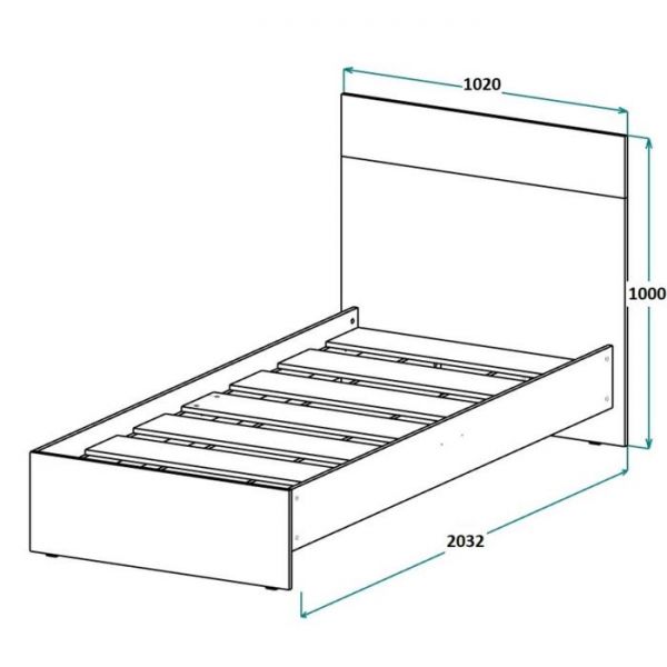 Кровать ЛАЙТ 900х2000 Белый/корпус Дуб Сонома