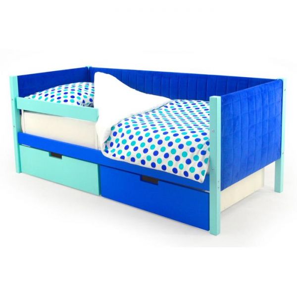 Детская кровать-тахта мягкая Svogen мятно-синий