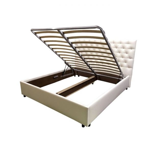 Кровать с подъемным механизмом "ФРЕЙМ", 1600х2000  кожезаменитель белый