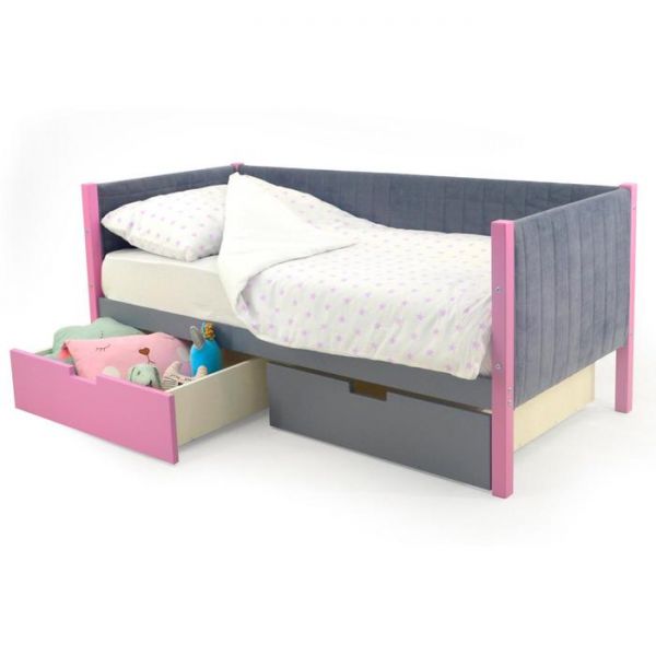 Детская кровать-тахта мягкая Svogen лаванда-графит