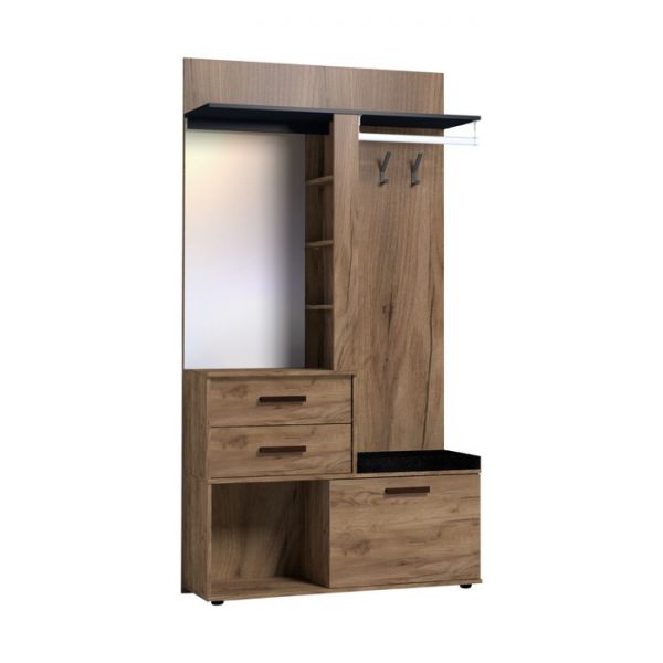 Шкаф Nature 70, 1120 ? 400 ? 2113 мм, цвет дуб табачный craft / чёрный