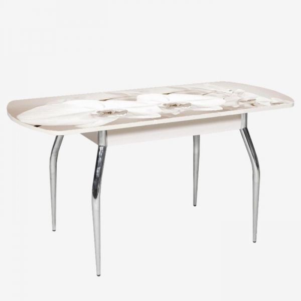 Стол раздвижной «Грация», 1100(1450) ? 700 ? 750 мм, глянец, хром, цвет белёный дуб / R045