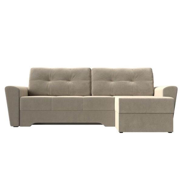 Угловой диван «Амстердам», механизм еврокнижка, микровельвет, цвет бежевый