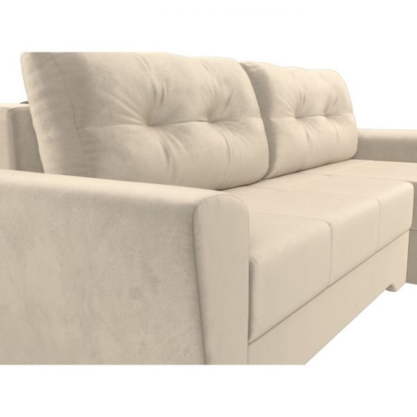 Угловой диван «Амстердам», механизм еврокнижка, микровельвет, цвет бежевый