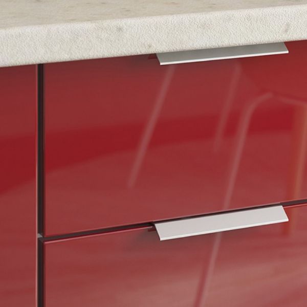 Кухонный гарнитур Бостон 1600х600 белый/белый/красный глянец