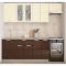 Кухонный гарнитур Виктория 2200х600 белый/крем глянец/шоколад глянец