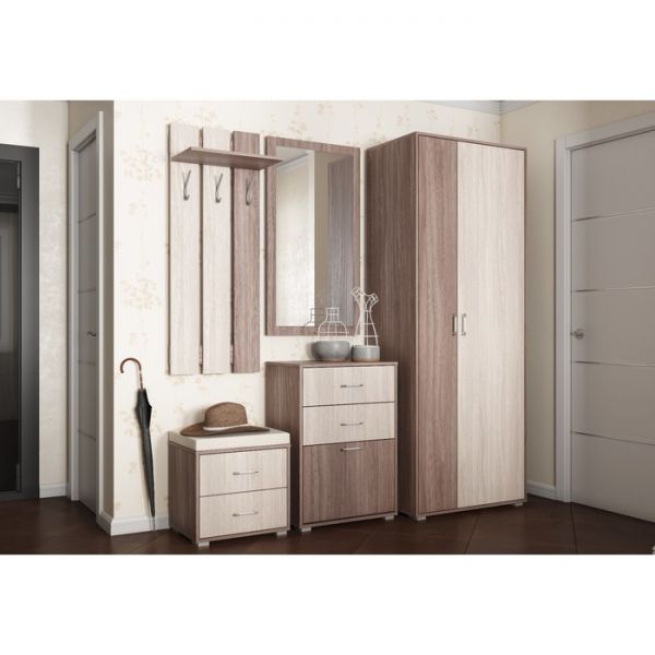 Прихожая с зеркалом ПР-4 2100х1900х500 Шимо Светлый/Шимо темный