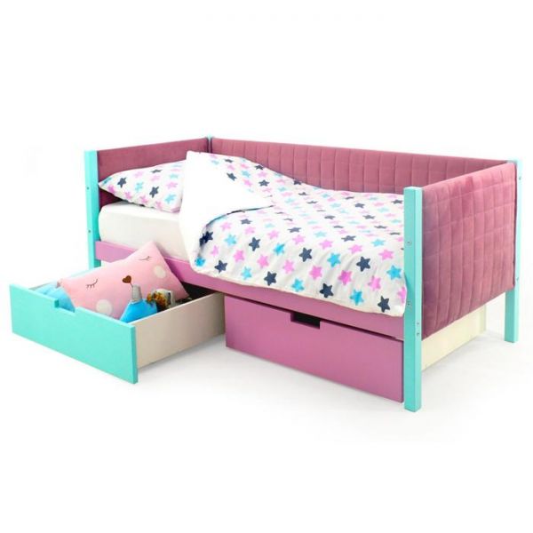 Детская кровать-тахта мягкая Svogen мятный-лаванда