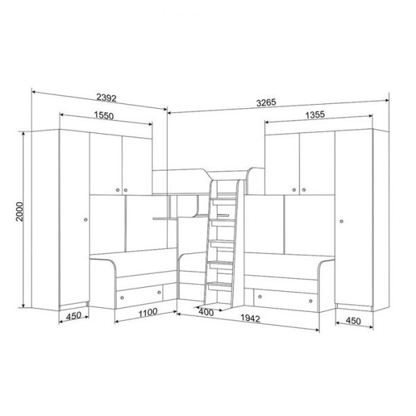 Детский комплекс «Трио 3», цвет дуб молочный / орех