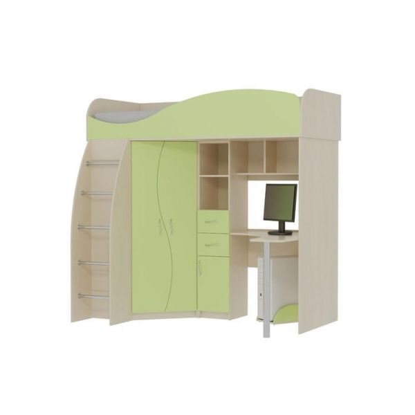 Двухъярусная кровать «Омега 9», 800 ? 1900 мм, ЛДСП, цвет млечный дуб / фисташковый