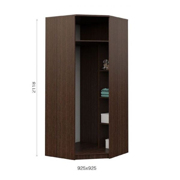 Шкаф угловой «Аврора», 925 ? 925 ? 2118 мм, цвет венге / дуб молочный