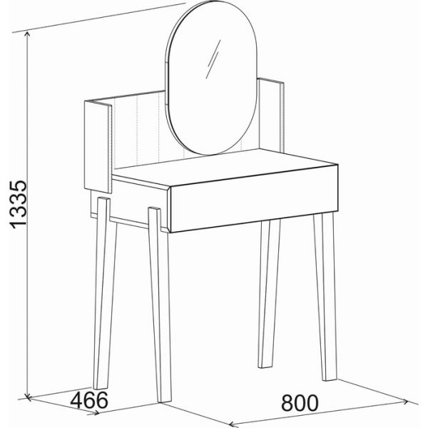 Стол туалетный Nature 43, 800 ? 466 ? 1335 мм, цвет гаскон пайн / чёрный