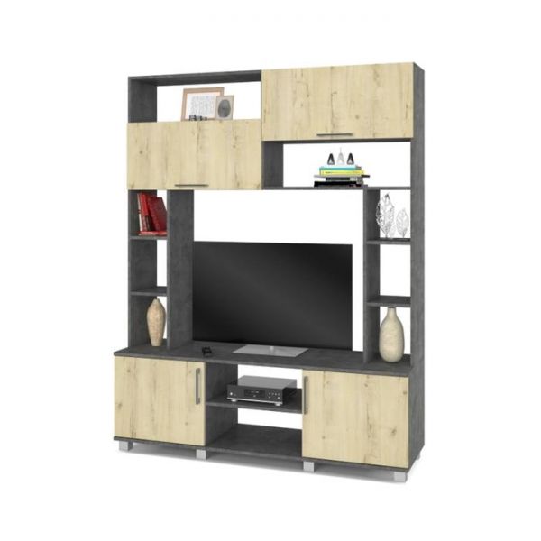 Мини стенка Ева, 420x1500x1900, Ясень шимо темный/светлый