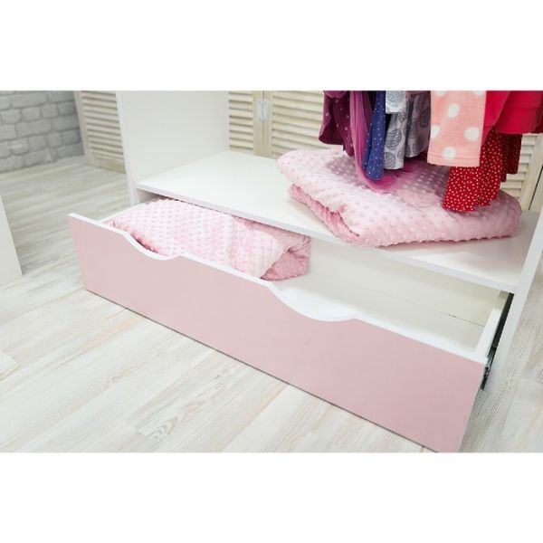 Стеллаж-вешалка Зайка белый/розовый