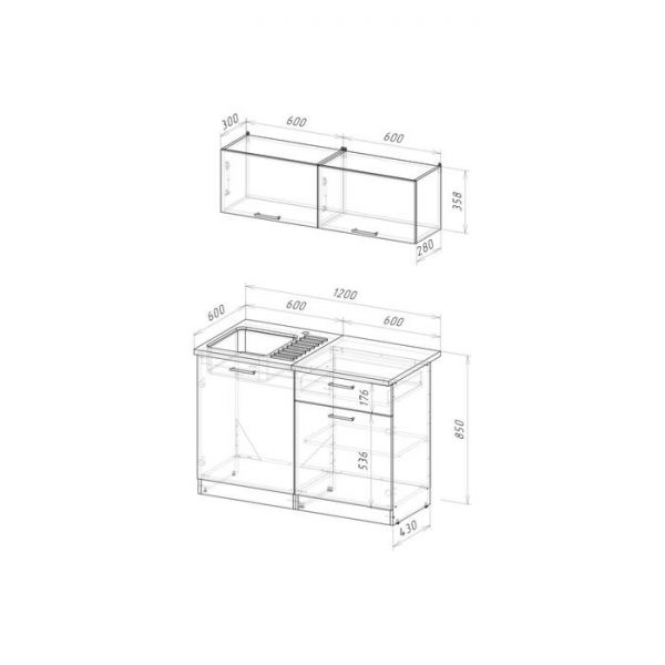 Кухонный гарнитур "Тала" 1200 Бодега/венге/дуглас темный