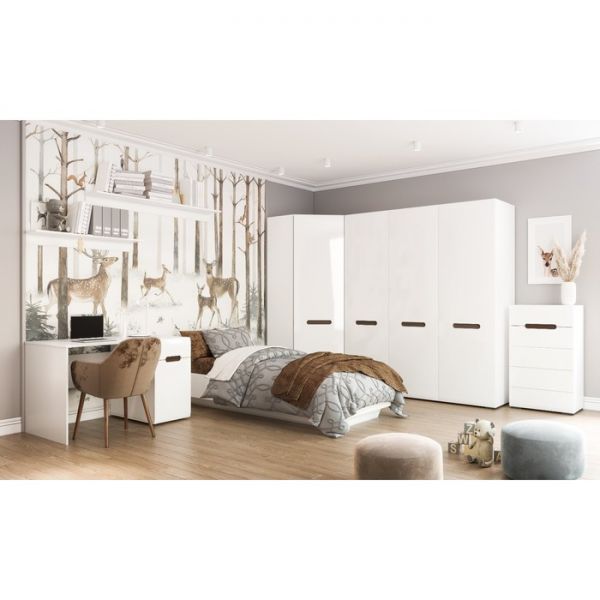 Комод с 5-ю ящиками Хлоя, 600х1040х420, Белый глянец МДФ, Белый ЛДСП